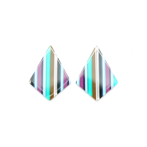 30x40mm Peacock Stripe Acetate Kite Shape Top Drilled Pendant (1 Pair)