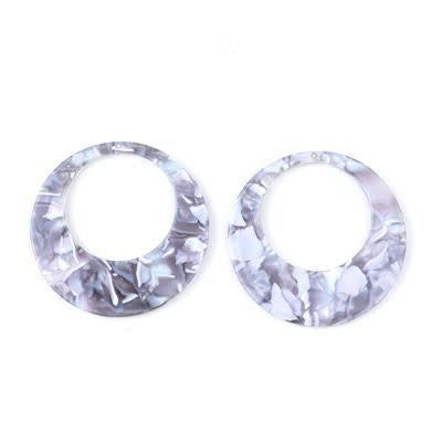 45mm Grey Acetate Jumbo Circle with Cutout Pendant (1 Pair)