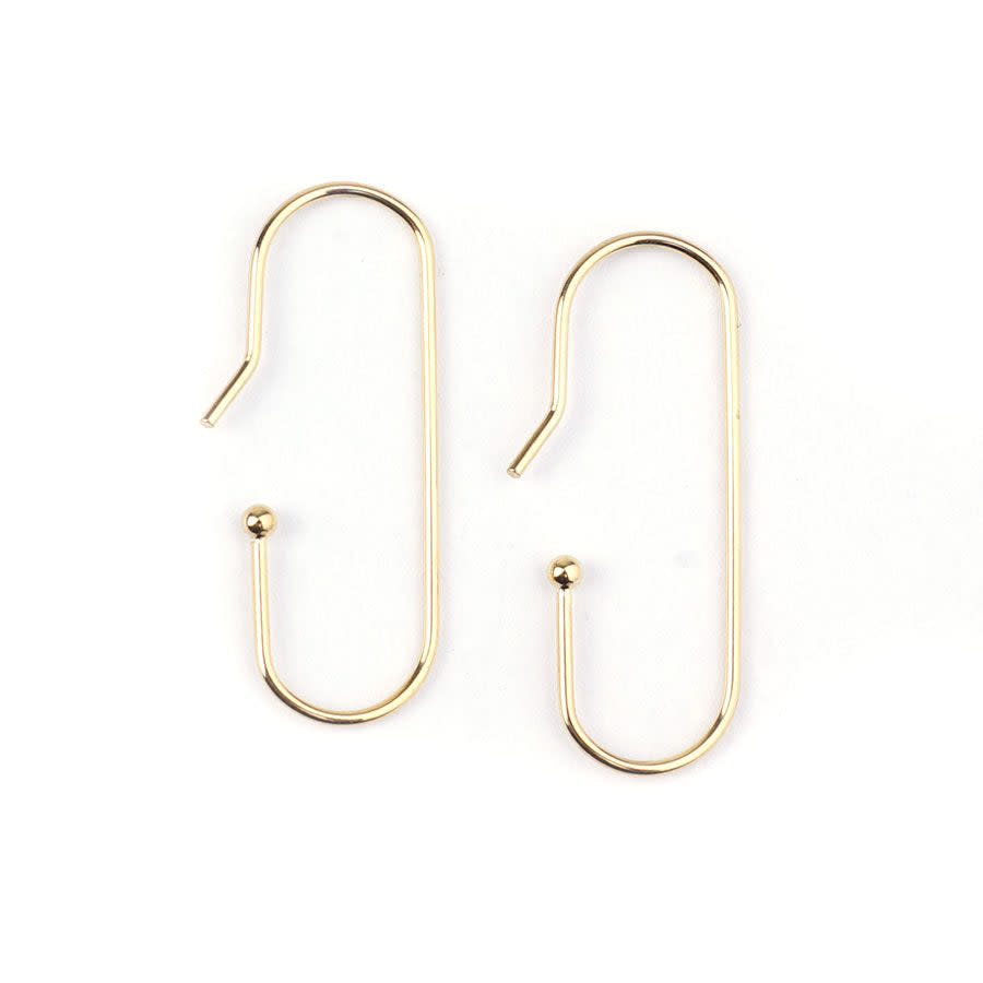 11x28mm Elongated Ear Wire in 14k Gold Plated from the Geo Collection (1 Pair)