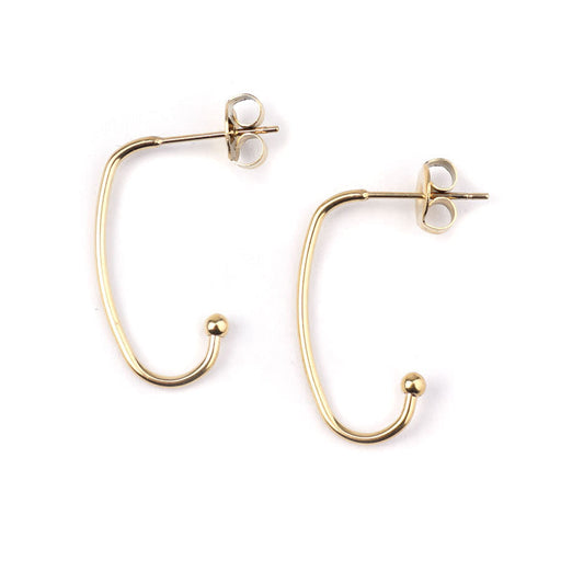 12x24mm Elongated Hoop Post Earrings in 14k Gold Plated from the Geo Collection (1 Pair)