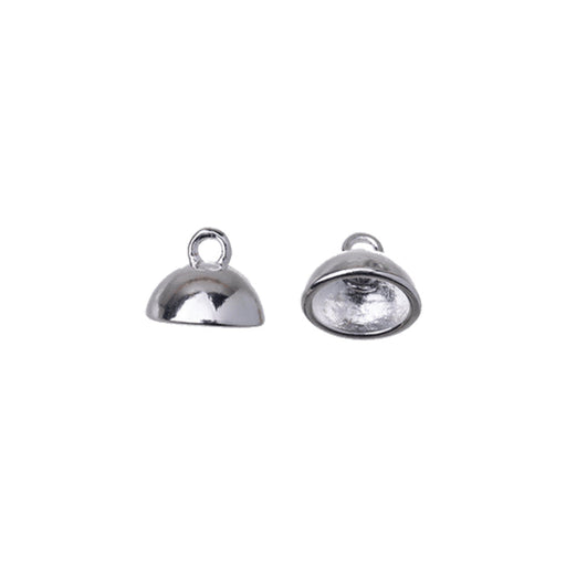 8mm OD (6mm ID) Bead Cap with Loop Inside - Silver Plated