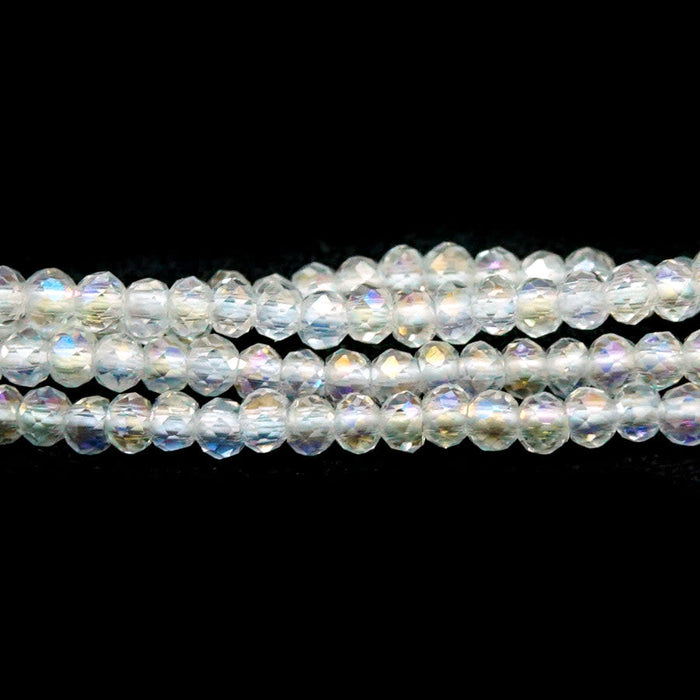 1.5x2mm Clear Faceted Rondelle Crystal Glass Beads