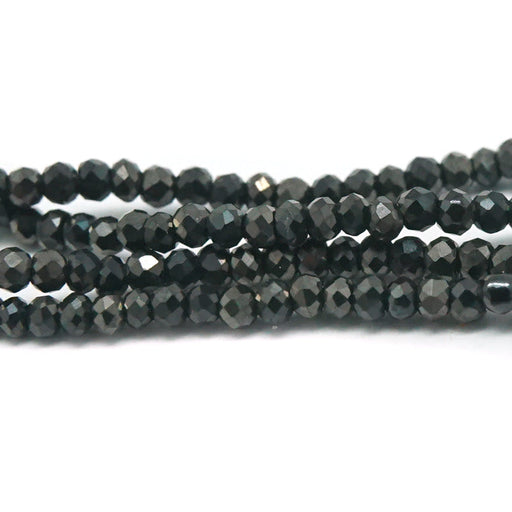 1.5x2mm Black Faceted Rondelle Crystal Glass Beads