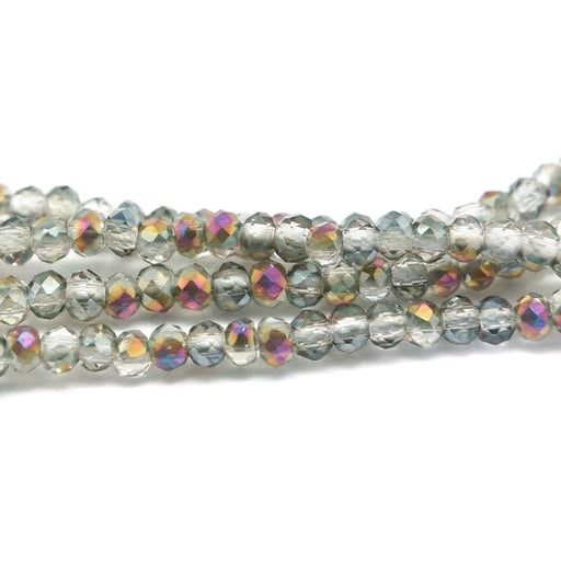1.5x2mm Silver Rainbow Faceted Rondelle Crystal Glass Beads