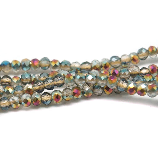 1.5x2mm Gold Rainbow Faceted Rondelle Crystal Glass Beads