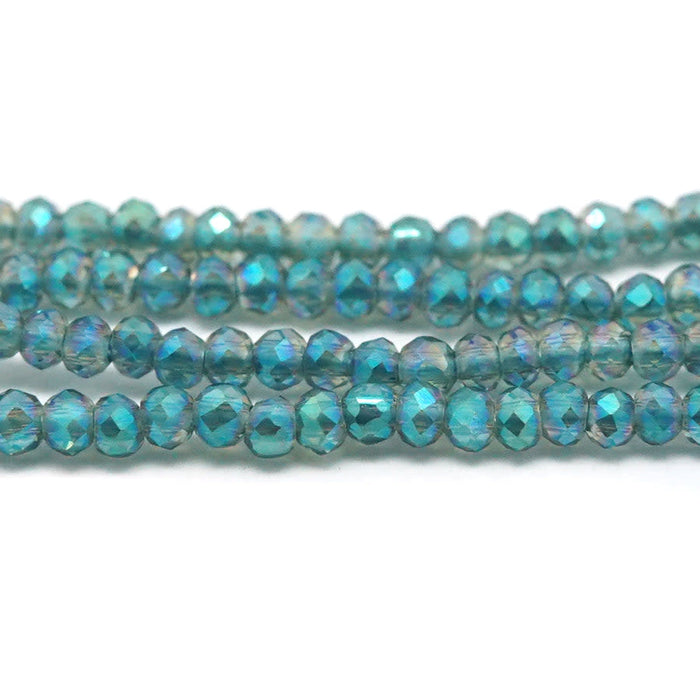 1.5x2mm Green Faceted Rondelle Crystal Glass Beads