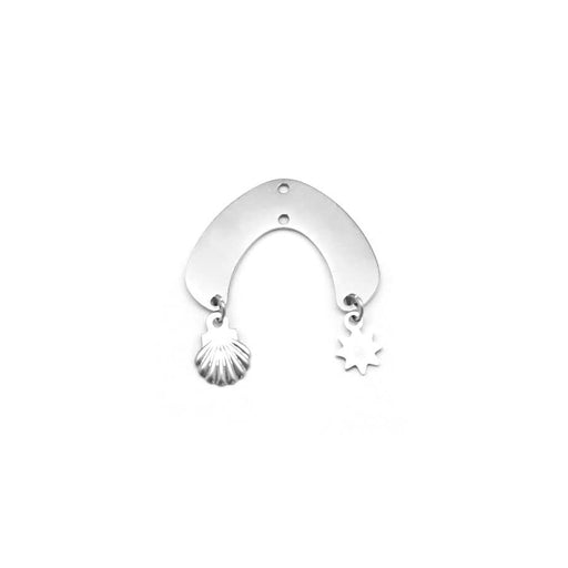 20mm Silver Plated Arch Shaped Connector with Tiny Charms