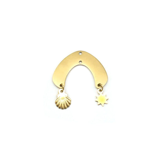 20mm 14K Gold Plated Arch Shaped Connector with Tiny Charms
