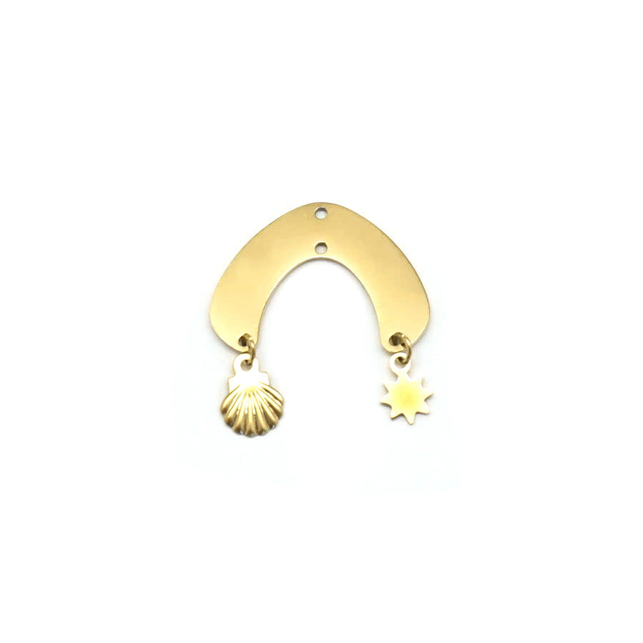 20mm 14K Gold Plated Arch Shaped Connector with Tiny Charms