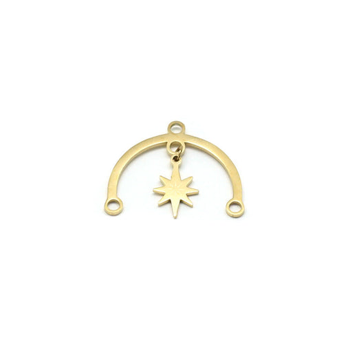 22mm 14K Gold Plated Plated Half Circle Connector with Star Charm