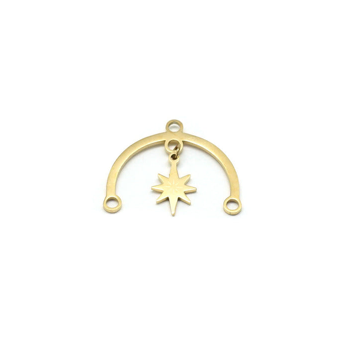 22mm 14K Gold Plated Plated Half Circle Connector with Star Charm