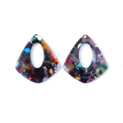 31x35mm Multi Color Acetate Pear Shape Pendant (1 Pair)