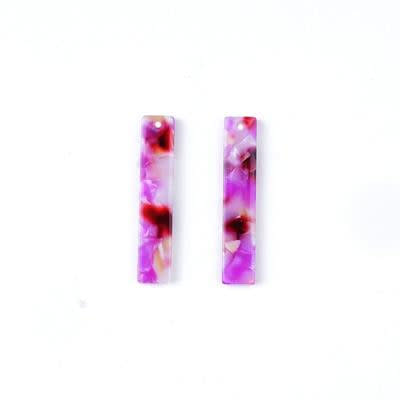 7x34mm Hot Pink Acetate Long Rectangle Pendants (1 Pair)