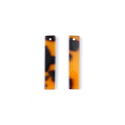 7x34mm Tortoise Shell Acetate Long Rectangle Pendants (1 Pair)