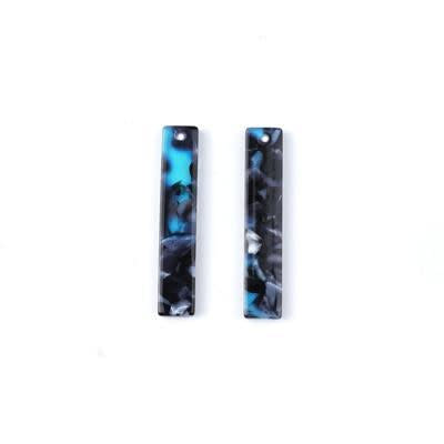 7x34mm Blue Acetate Long Rectangle Pendants (1 Pair)