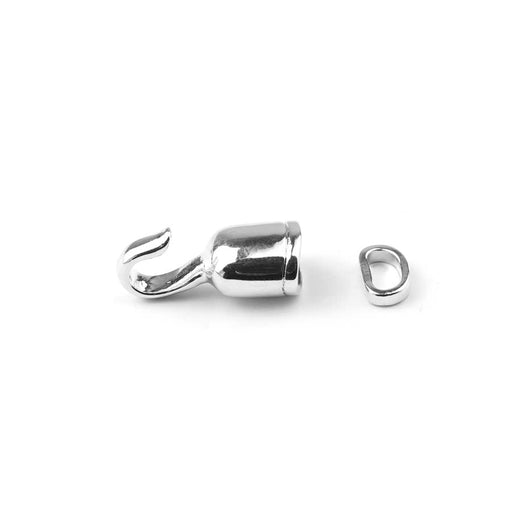 Silver Plated Hook Clasp for 4mm Round Leather