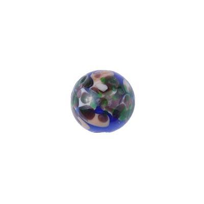 12mm Blue with Green and Brown Dotty Swirl Round Lampwork Beads (5 Pieces)