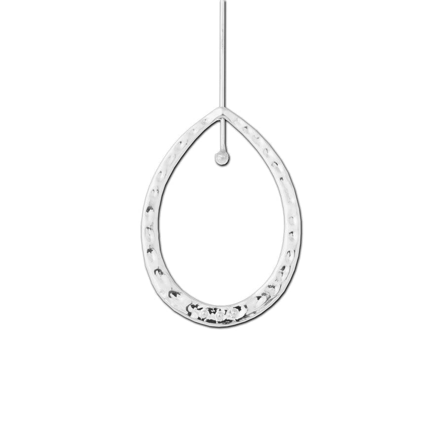 43x30mm Silver Plated Textured Teardrop Hoop with Hole