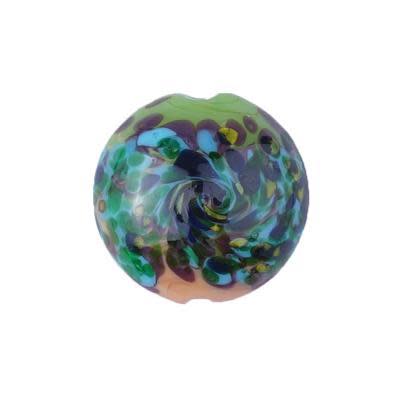 17mm Peach and Lime with Blue Dotty Swirl Disc Lampwork Beads (3 Pieces)