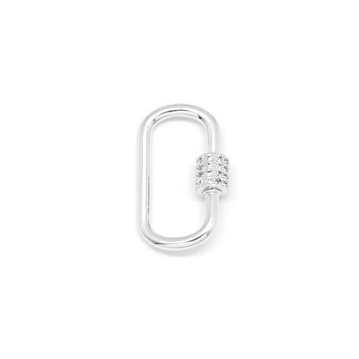 28mm Silver Plated Jewelry Carabiner with Rhinestone Lock Clasp or Pendant