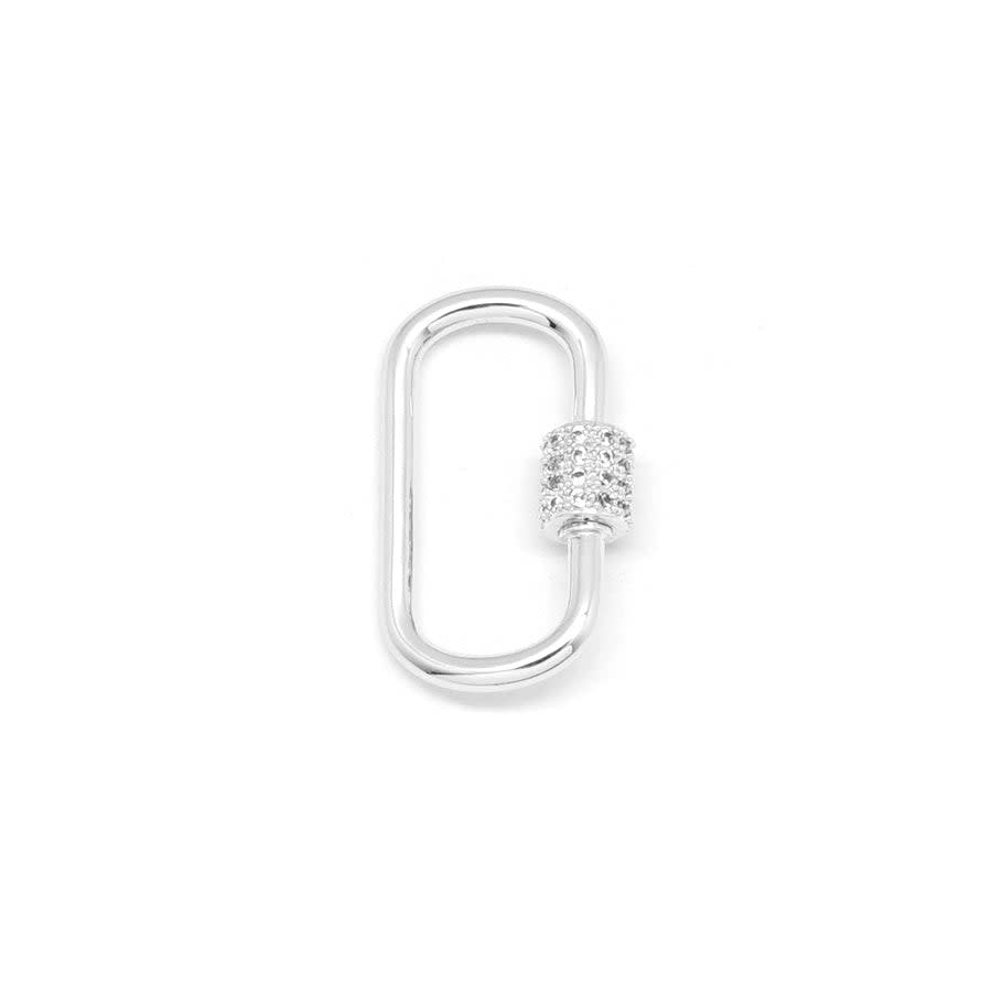 28mm Silver Plated Jewelry Carabiner with Rhinestone Lock Clasp or Pendant