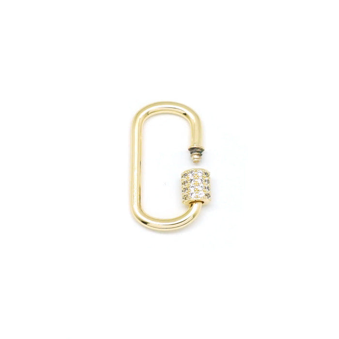 28mm Gold Plated Jewelry Carabiner with Rhinestone Lock Clasp or Pendant
