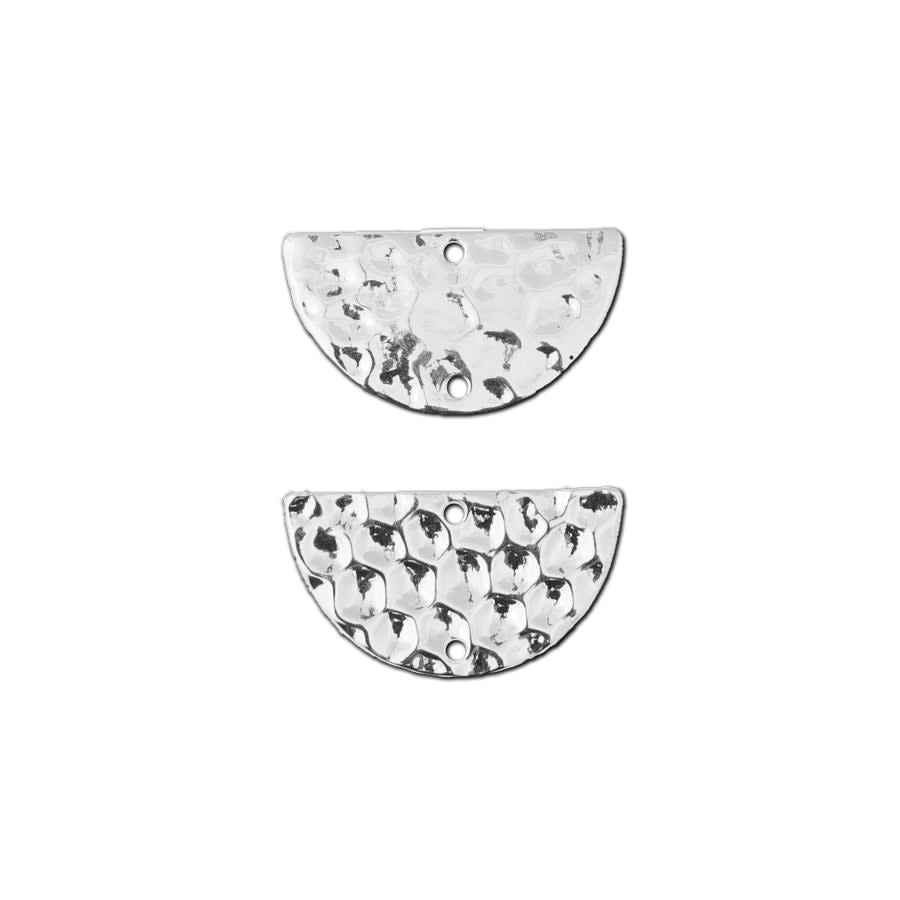 27x15mm Silver Plated Textured Half Circle Pendant/Connector