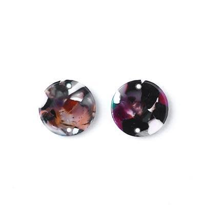 15mm Multi Color Acetate Two Hole Coin Connector (1 Pair)