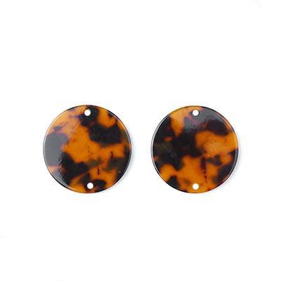 20mm Tortoise Shell Acetate Two Hole Coin Connector (2 Pieces)
