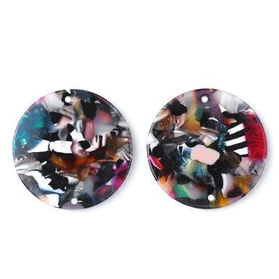 30mm Multi Color Acetate Two Hole Coin Connector (1 Pair)