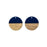 28mm Wood & Navy Blue Resin Disc Focal Piece Pendant Charm (1 Pair)