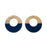 38mm Wood & Navy Blue Resin Off Center Donut Focal Piece Pendant (1 Pair)