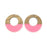 38mm Wood & Pink Resin Off Center Donut Focal Piece Pendant (1 Pair)