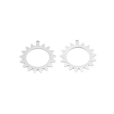 24mm Silver-Plated Stainless Steel Charm Sunburst (1 Pair)