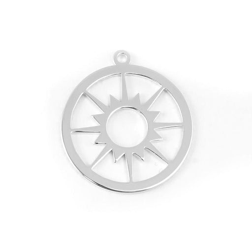 29mm Rhodium Plated Sun Dial Charm/Pendant