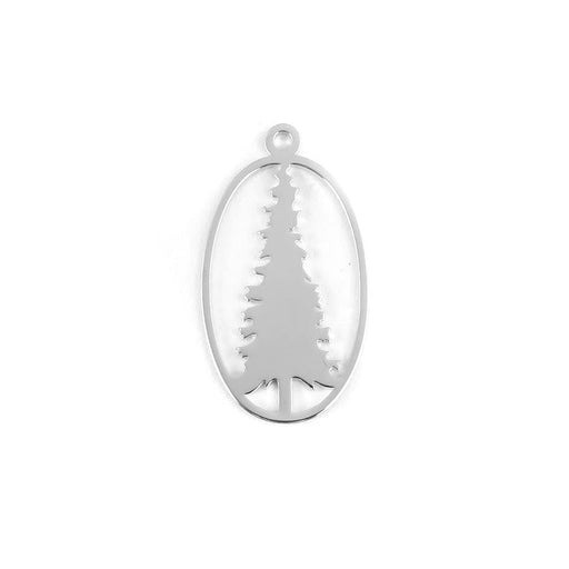 28mm Rhodium Plated Pine Tree Charm/Pendant