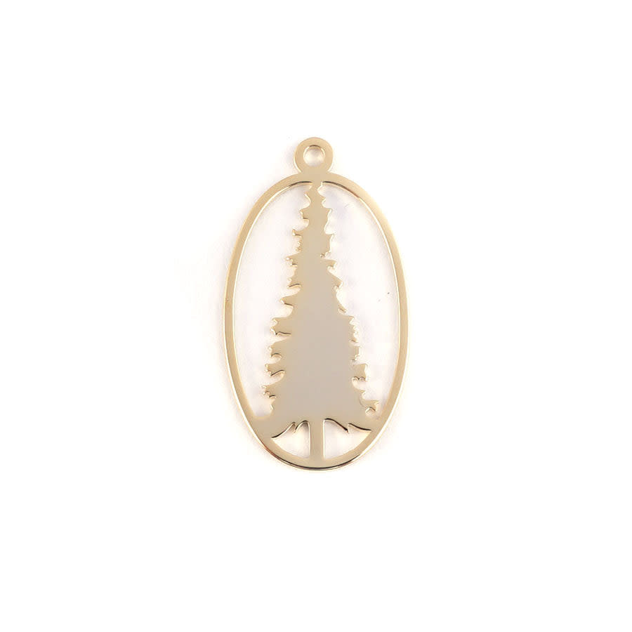 28mm Gold Plated Pine Tree Charm/Pendant
