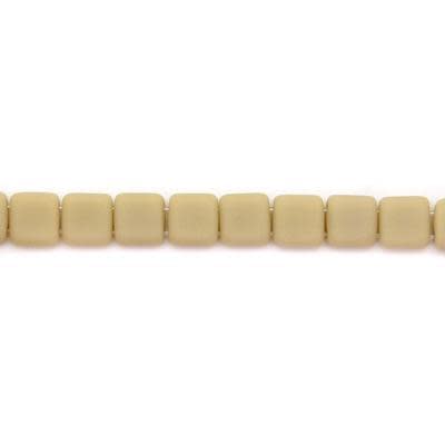6mm Matte French Beige Two Hole Tile Czech Glass Beads by CzechMates
