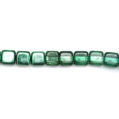 6mm Luster Iris Atlantis Green Two Hole Tile Czech Glass Beads by CzechMates