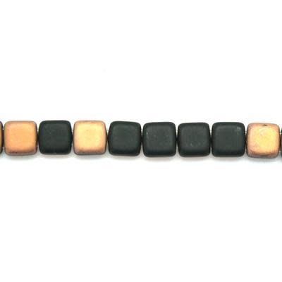 6mm Matte Apollo Jet Two Hole Tile Czech Glass Beads by CzechMates