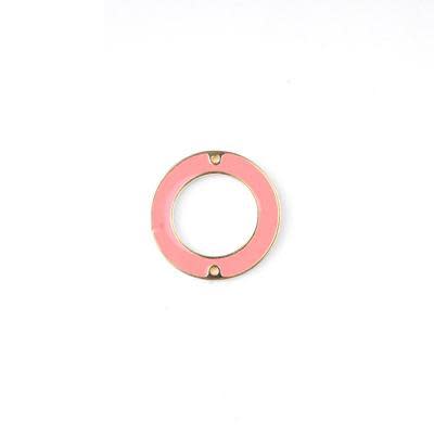 27mm Coral Enamel Gold Plated Ring Connector Pendant