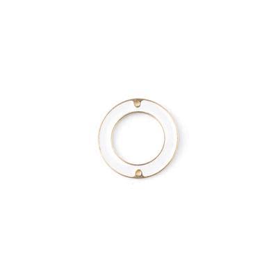 27mm White Enamel Gold Plated Ring Connector Pendant