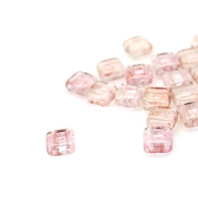 6mm Luster Transparent Topaz Pink Two Hole Tile Czech Glass Beads by CzechMates
