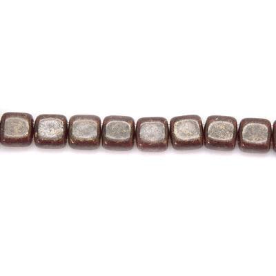 6mm Gold Marbled Ruby Two Hole Tile Czech Glass Beads by CzechMates
