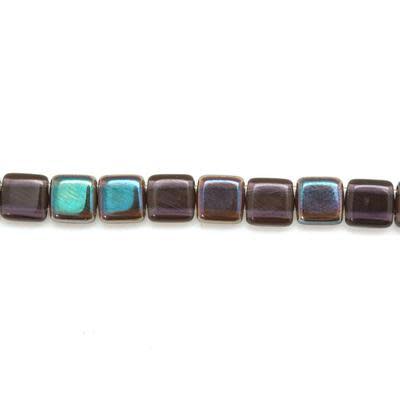 6mm Tanzanite Celsian Two Hole Tile Czech Glass Beads by CzechMates
