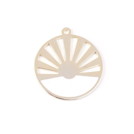 28mm Gold Plated Art Deco Sun Pendant with White Enamel