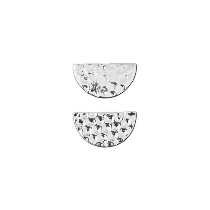 20x10mm Silver Plated Textured Half Circle Pendant/Connector