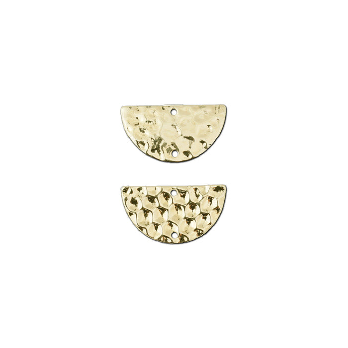 20x10mm Gold Plated Textured Half Circle Pendant/Connector