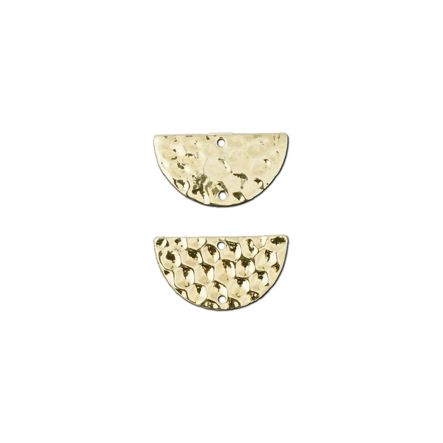 20x10mm Gold Plated Textured Half Circle Pendant/Connector