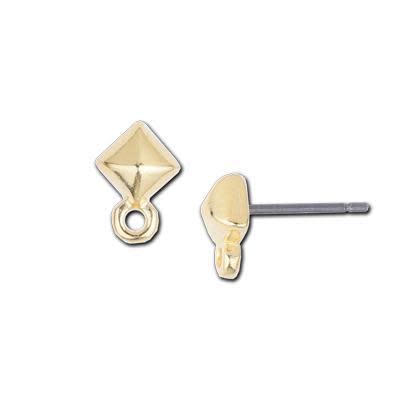 9mm Gold Diamond Post Earring with Loop (1 Pair)